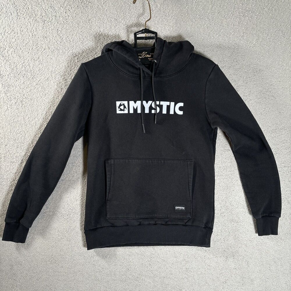 Mystic Hoodie Size Small‎ Black Logo Spellout Minimalist Basic Hooded Sweater